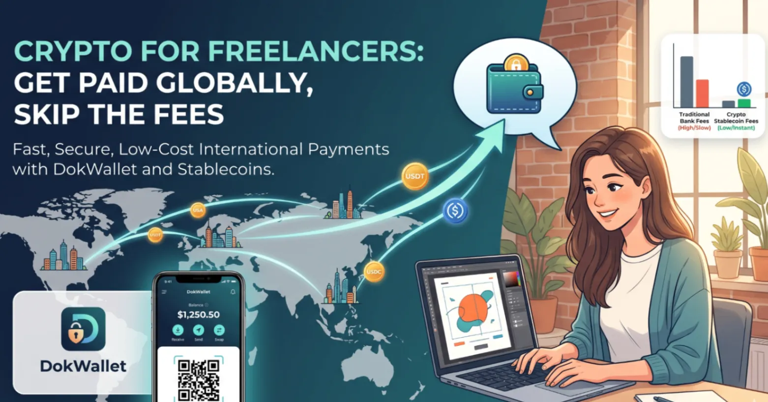 Crypto payments for freelancers — receive international payments without bank fees