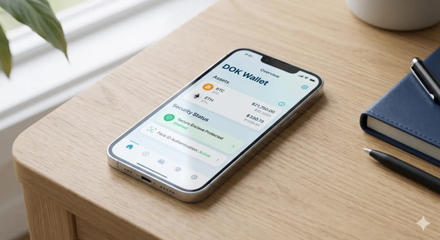 Crypto Wallet iOS App - DOK Wallet on iPhone